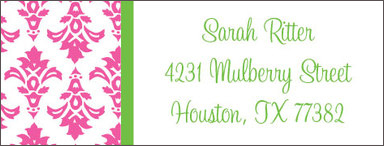 Pink Damask Return Addres Labels